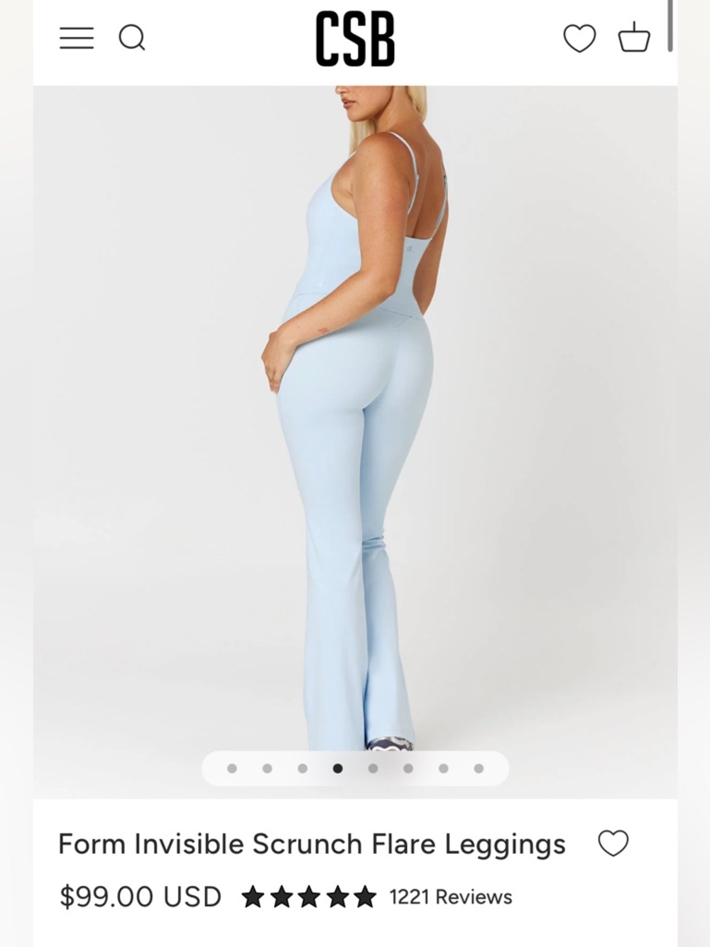 CSB Form Invisible Scrunch Flare Leggings Powder Blue